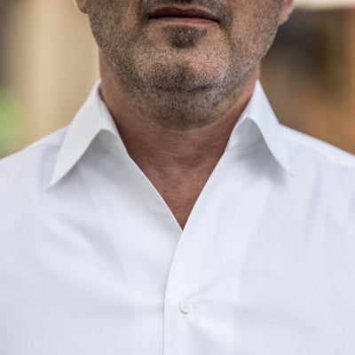 Men's white shirt with collar without buttons Merer