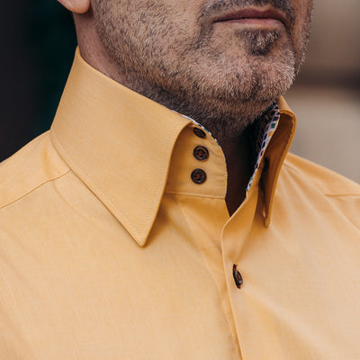 Camasa barbati galbena cu garnitura multicolora casual Merer