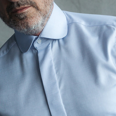 Men's blue business shirt with round collar Merer