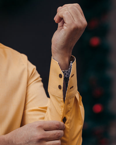 Camasa barbati galbena cu garnitura multicolora casual Merer