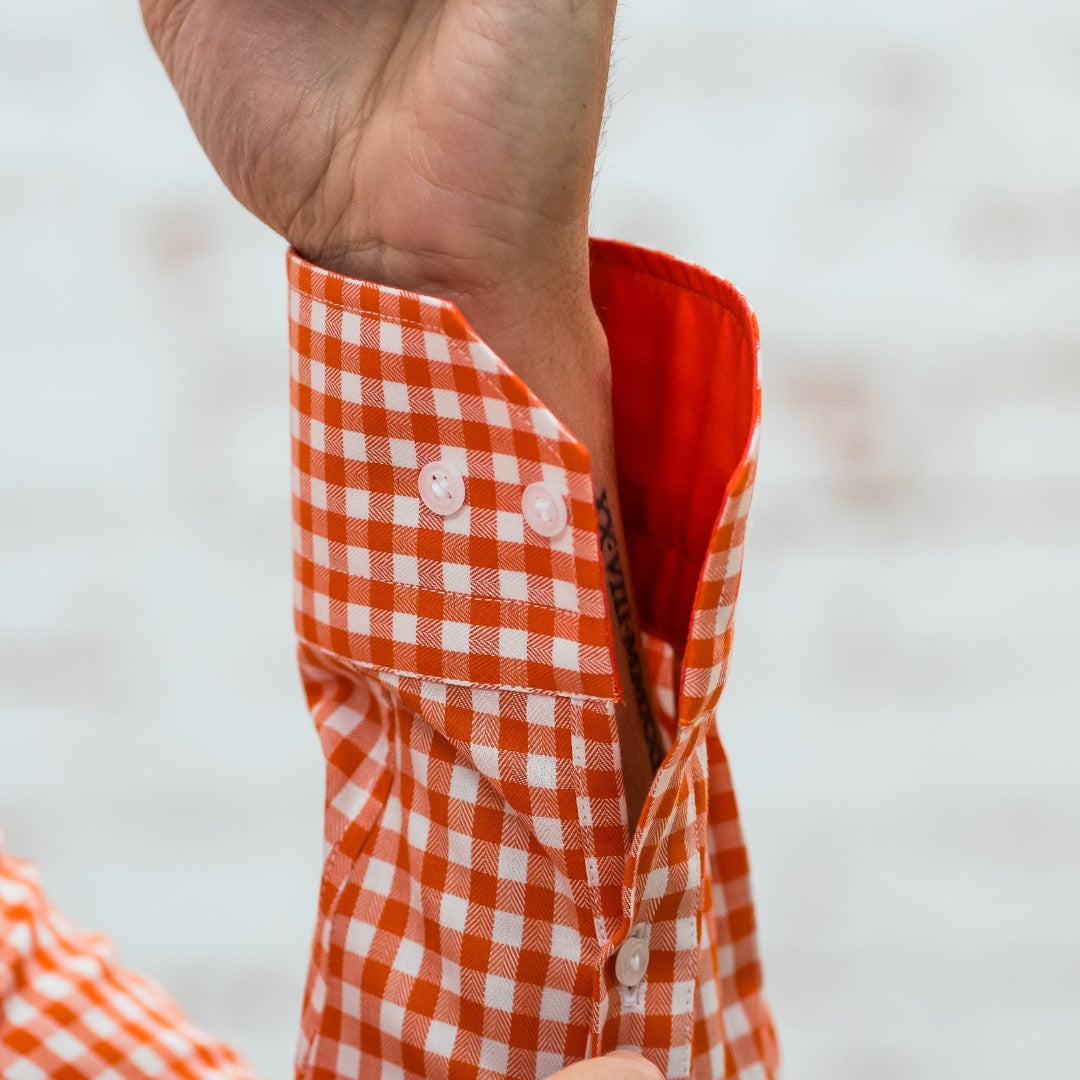 Camasa barbati casual portocalie in carouri Merer
