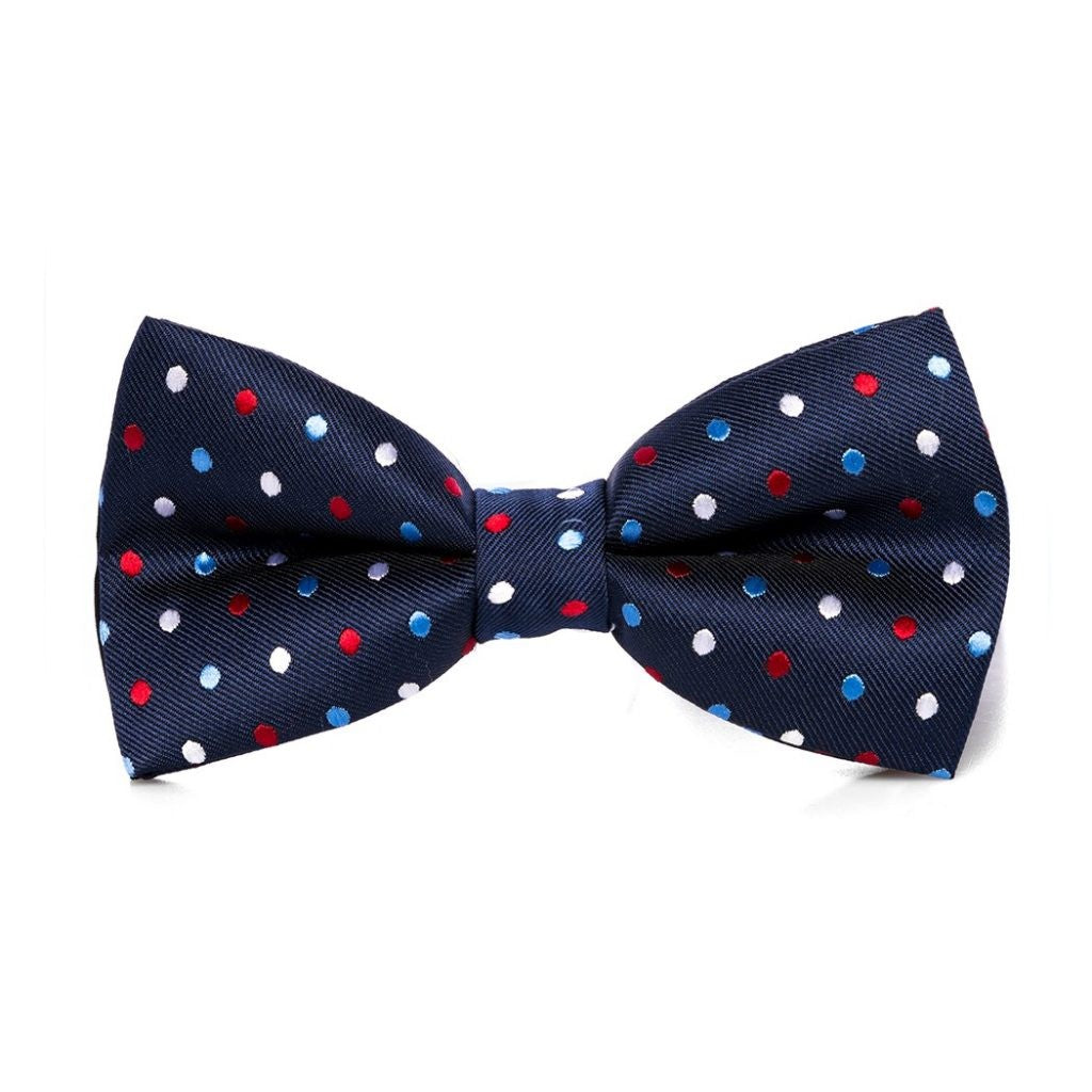 Papion bleumarin cu buline albe, bleu si rosii