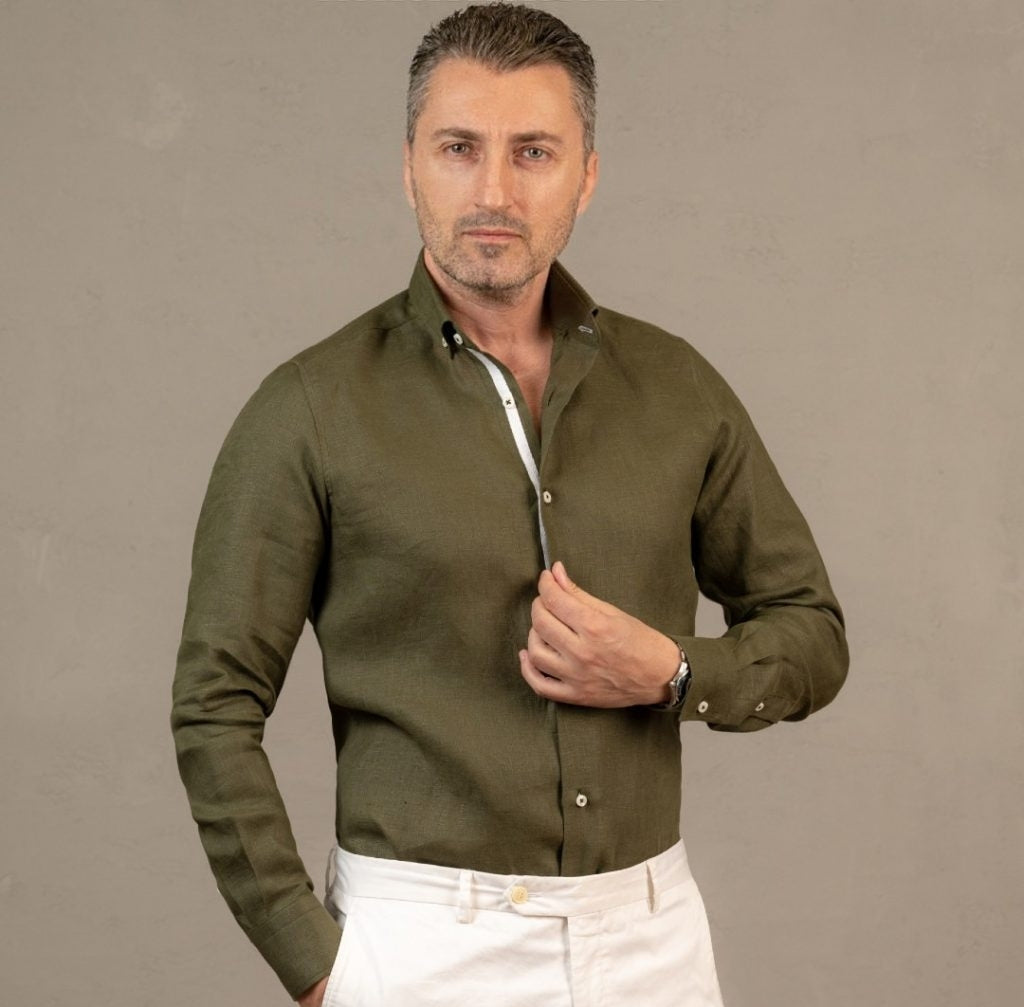 Camasa barbati casual kaki din IN Merer