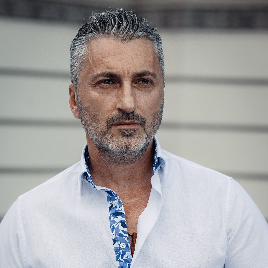 Camasa barbati casual alba din IN cu detalii in contrast Merer